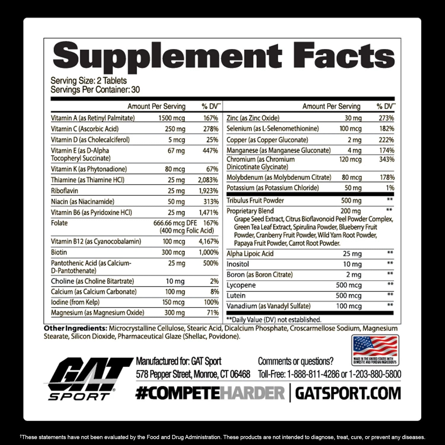 GAT MENS MULTI+TEST ESSENTIALS 150 CAPS
