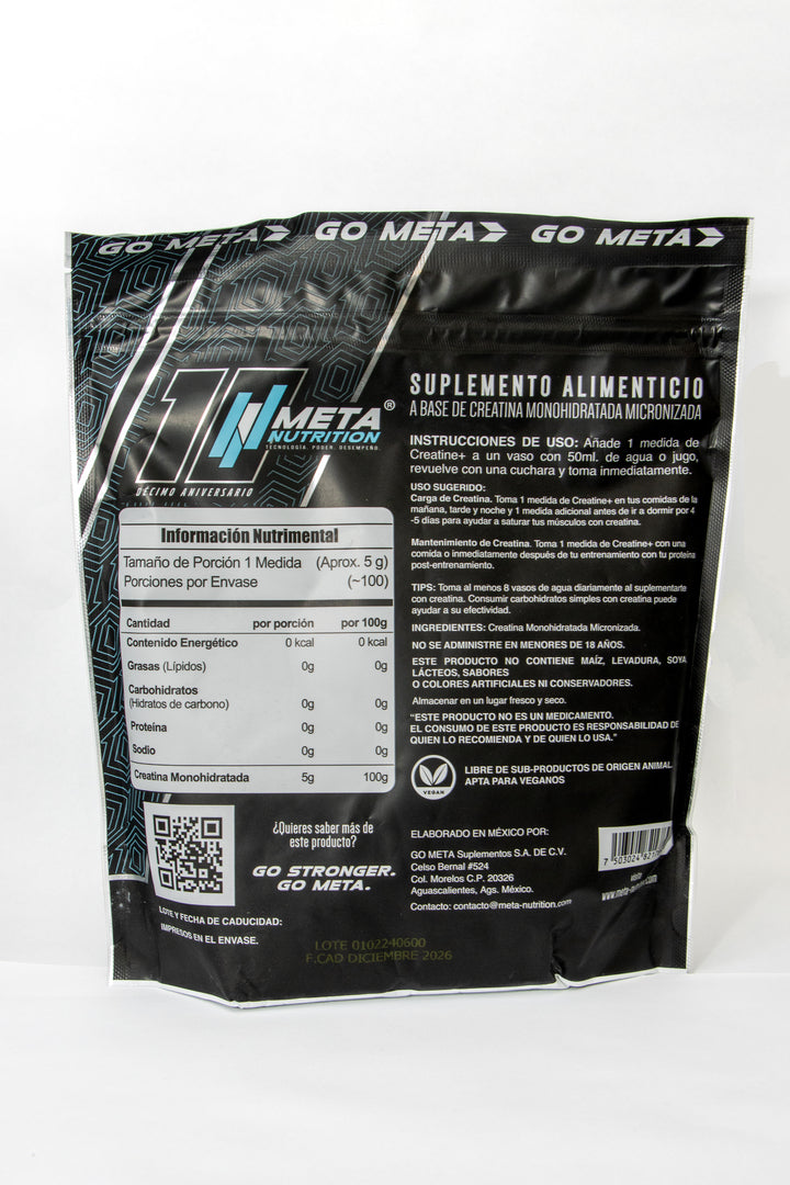 META CREATINA MONOHIDRATADA 500 GR 100 SERVICIOS