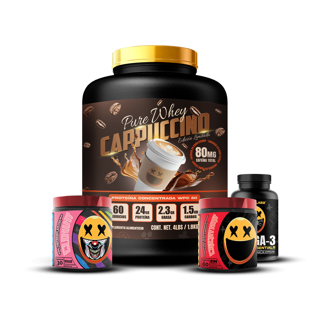 PURE WHEY 4LBS / CLOWN / CREATINA 60s / OMEGA-3