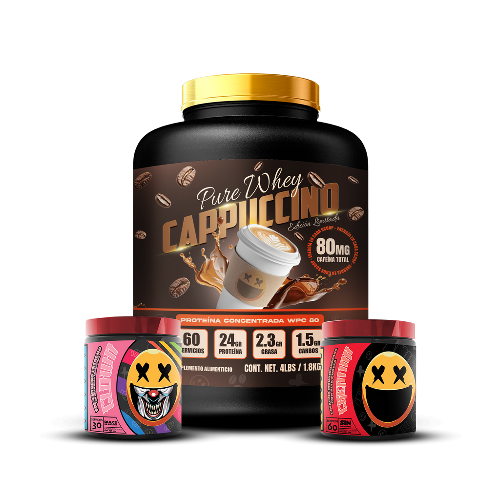 PURE WHEY 4lbs / CREATINA 60s / CLOWN