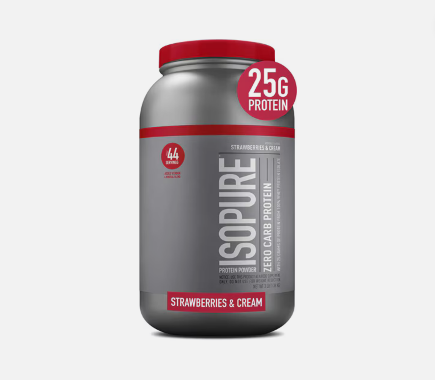 Fresas y crema en polvo de proteína baja en carbohidratos Isopure
