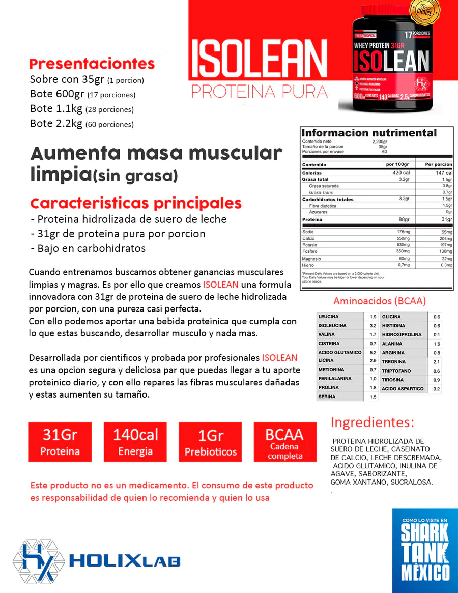 Isolean 2.2 kg - Whey Protein + ENVÍO GRATIS