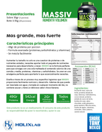 VOLUMEN PACK: Massiv 3,5kg + Creatina 500gr + Pre ultrain 300gr + Colageno 600gr + Shaker