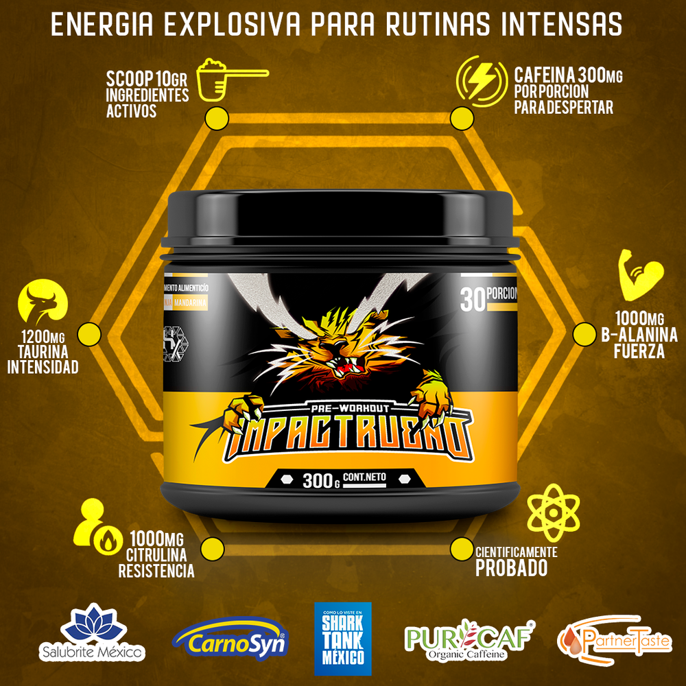 Preentreno Impactrueno 300gr - ENERGIA EXPLOSIVA EN POLVO